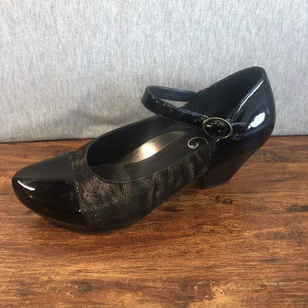 Dansko Bonnie Brown Animal Print Patent Leather Mary Jane‎ Heels SZ 40 US 9.5-10